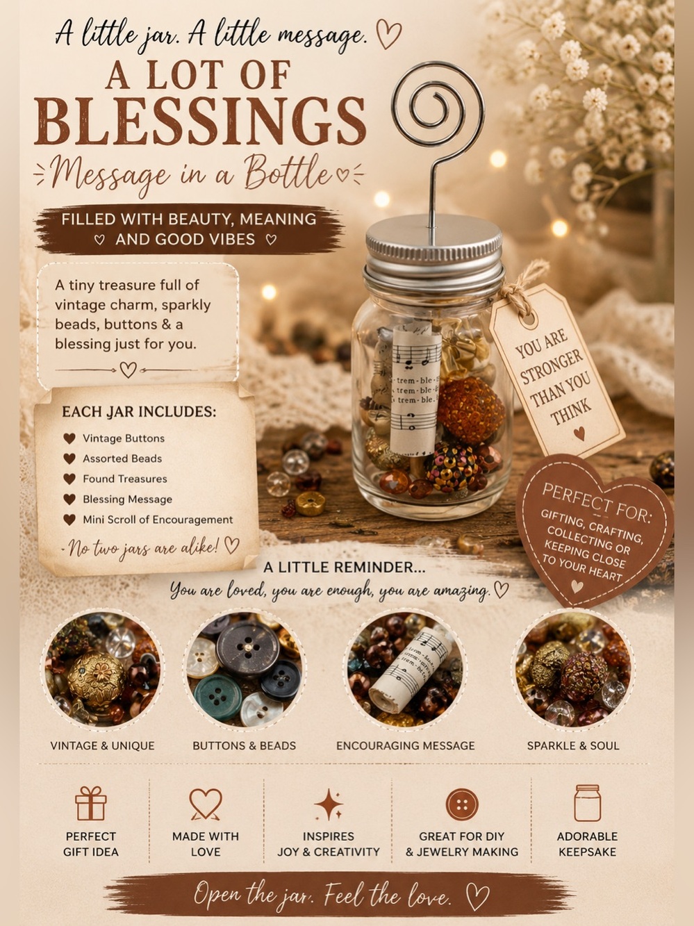 Message in A Bottle- A True Blessing Charm Cross